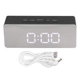 LED Mirror Alarm Clock Rectangular Digital Clock with Temperature Display for Bedroom Living Room Office Travel