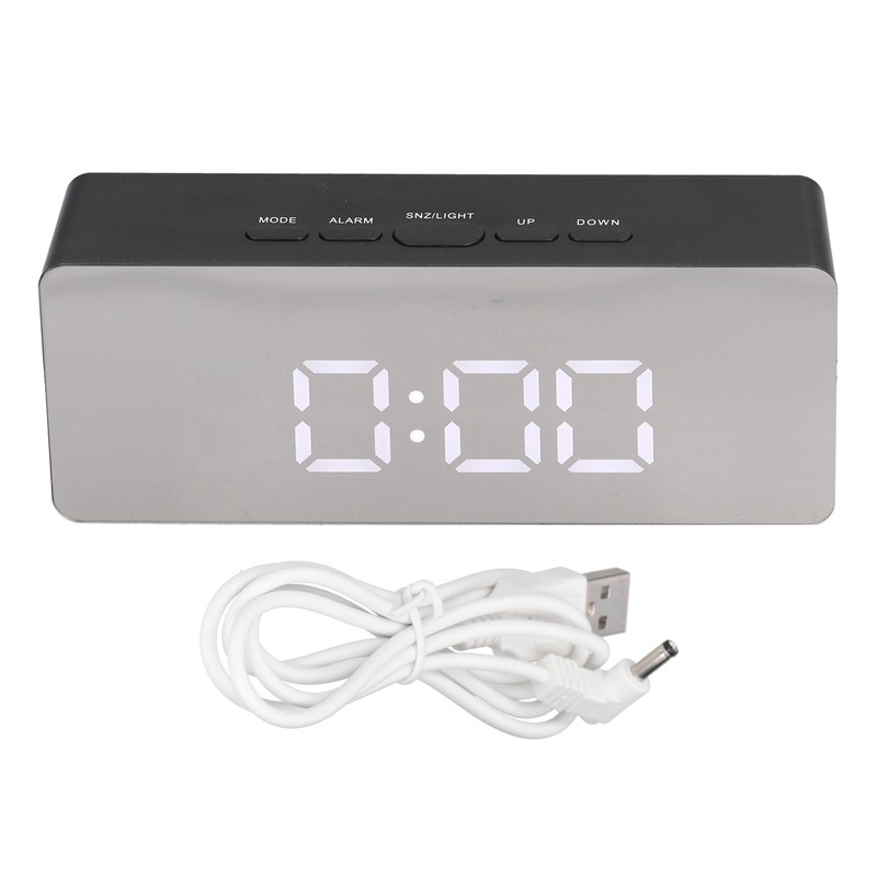 LED Mirror Alarm Clock Rectangular Digital Clock with Temperature Display