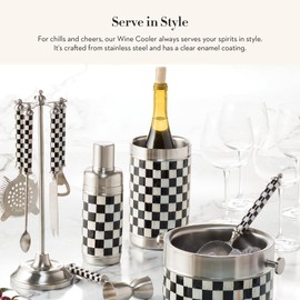 MACKENZIE-CHILDS Wine Bottle Cooler, Champagne and Wine Ice Bucket, Black-and-White Courtly Check