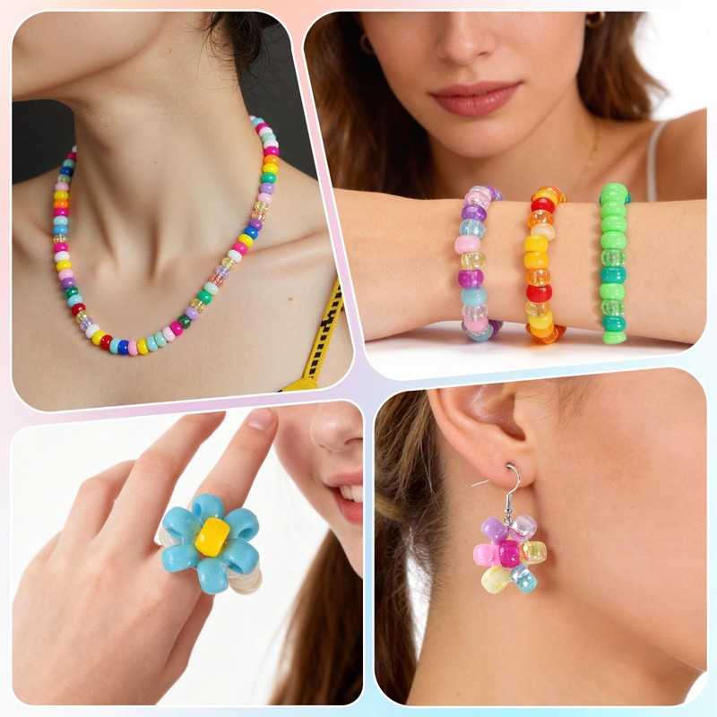 4300Pcs Pony Beads Kit for Bracelets Jewelry Making, 41 Colors