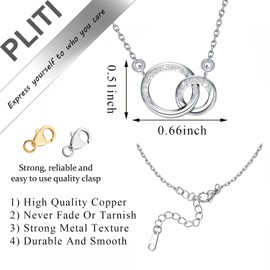 PLITI New Beginnings Necklace Divorce Gift For Women Motivating Gift Retirement Gift Encouraging Gift Double Interlocking Circle Pendant (New Beginnings necU)