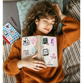 150 PCS Bookish & Romance Book Stickers – Holographic Vinyl Decals for Kindle, Laptop, Journal, Scrapbook, Water Bottles | Cute Waterproof Reading Sticker Pack for Book Lovers
