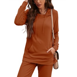 ZHENWEI Sweatsuits for Women Set Jogger Set Two Piece Tracksuit Loose Lounge Suit Long Sweatpants Workout Athletic Outfits Hoodie Sweatshirts Pullover with Kangaroo Pockets (Caramel,X-Large)