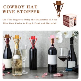 Cowboy Hat Wine Stopper Cute Silicone Wine Bottle Stopper Fun Brown Wine Champagne Accessories Reusable Bottle Stoppers Corks Bottle Caps Funny Western Gifts Stuff for Women Men Party Decorations