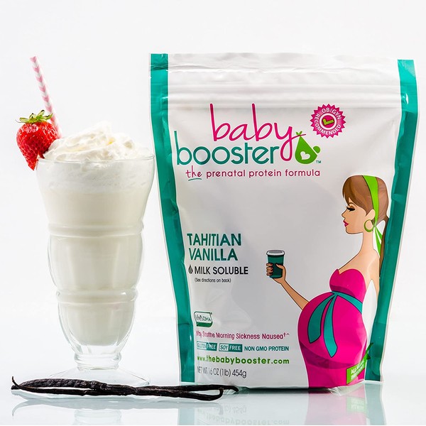 Prenatal Vitamin Supplement Shake - Baby Booster Tahitian Vanilla - 1lb bag - OBGYN Approved - All Natural - Tastes Great - Vegetarian DHA - High Protein - Folate - B6 - Great for Morning Sickness