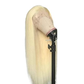 Hxxcoup Human Hair Wig Straight 13 x 4 Lace Front #613 Blonde Real Hair Wig Women's Glueless Wear and Go Blenched Knots with Baby Hair for Woman Minimal Smell 26 Inches / 66 cm