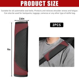 Yourkar 2PCS Car Seat Belt Cover, Soft Leather Safety Belt Neck Shoulder Strap Covers, Auto Seat Belt Protector Pads for A More Comfortable Driving, Universal Car Accessories (Black+Wine Red)