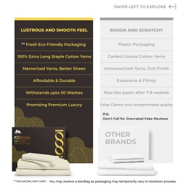 Mayfair Linen 100% Egyptian Cotton Sheets Set Queen - 1000 High Thread Count, Luxury 5-Star Hotel 4 Piece Sateen Bed Sheets Queen Size, Soft, Breathable Extra Long Staple 16" Deep Pocket Sheets - Sand