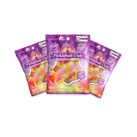 Huer - Pickleball - Pack of 3, Tropical Mix Flavoured Soft & Chewy Gummy Candies - 120g Bags