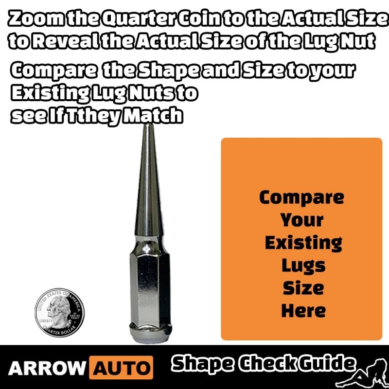 ARROW 20x 4.5" Tall Gold M14x1.5 Spike Lug Nuts &