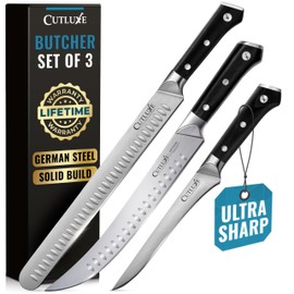 Cutluxe Butcher Knife Set – BBQ Brisket, Breaking & Boning Knife – Slicing Carving Knife Set for Meat Cutting, Ultra Sharp German Steel, Full Tang, Ergonomic Handles – Artisan Series