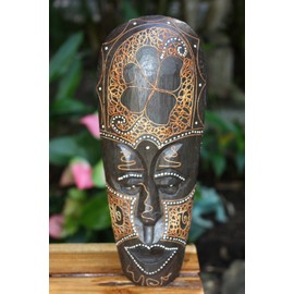 Tribal Mask 12" w/Hibiscus - Primitive Art Tiki | #wib370430g
