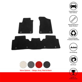 IKON MOTORSPORTS, Nylon Car Floor Mats Compatible with 2017-2023 Nissan Armada & Infiniti QX80, OE Style Black Driver Passenger Car Carpets, Front Rear 3PCS Full Set