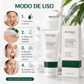 BIOAQUA Limpiador Facial con Ácido Salicílico, 100 g, para Acné y Poros, Piel Grasa y Mixta