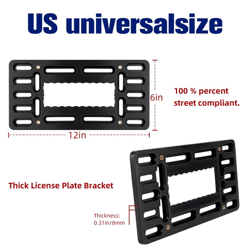 OKLPF Front License Plate Bracket- Front License Plate Mounting Kit，Universal