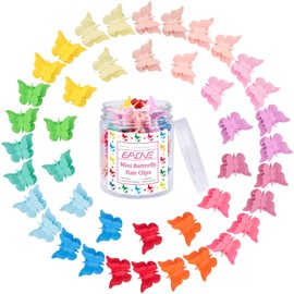 EAONE 50 Pieces Butterfly Hair Clips Pastel Hair Clips Mini Cute Clips Hair Accessories for Hair 90s Girls Women with Box Package, Matte Colors