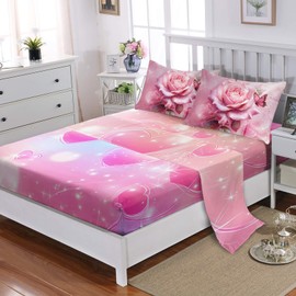 AILONEN Pink Rose Comforter Set Twin Size for Girls Women,7-Piece Soft Bed in a Bag,Rose Flower Butterfly Comforter & Fitted Sheet & Flat Sheet & 2 Pillowcases,2 Pillow Shams