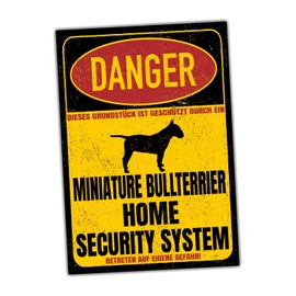 Miniature Bull Terrier Mini Bully Sign Danger Security System Door Sign Dog Sign Warning Sign Dog Safety Sign Dog Private Property Dog Warning Warning
