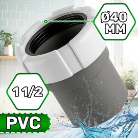 Sleeve for Washing Machine Drain Adapter Thread 1 1/2 Inch Diameter 40 mm PVC ONIX TECH