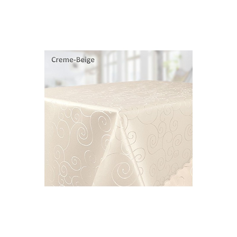 Tablecloth Ornamental Circles Pattern, Damask Fabric Non-Iron, Rectangular 130 x