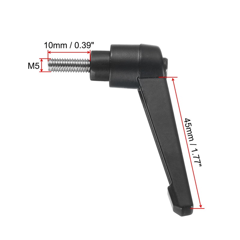 sourcing map 2pcs Adjustable Clamping Lever Handle M5 x 10mm