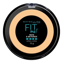Maybelline Base Maquillaje en Polvo Fit Me Matte,12 gr, matifica, control brillo 16h, minimiza poros