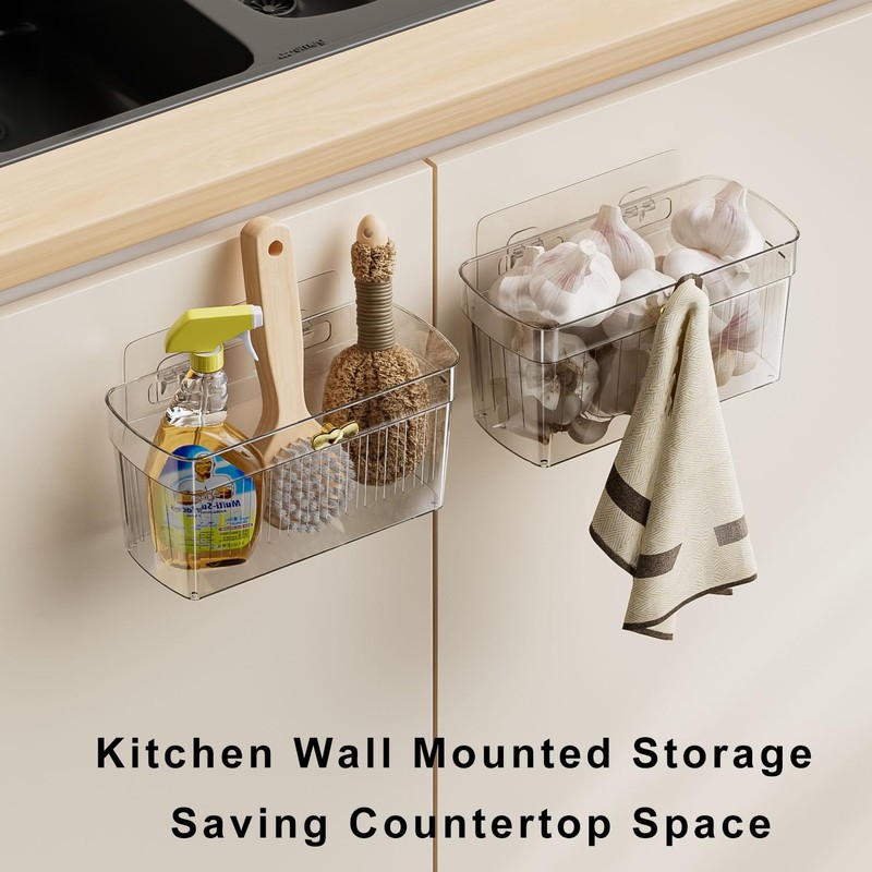 Veefos 2 Pack Adhesive Cabinet Door Organizer, Compact Kitchen Under