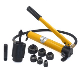 SMT- Hydraulic Hole Punch Knockout Set 6 Dies Hand Pump(16-51mm, 5/8" - 2 1/64") 8T [P/N: ET-TOOL006-YELLOW]