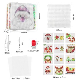 Homgaty Pack of 5000 Iron-On Beads, Christmas, 5 mm Beads with Pegboard, 16 Patterns, Ironing Paper, Tags and Accessories for Crafts, Crafts for Children, Gift, Christmas Decoration