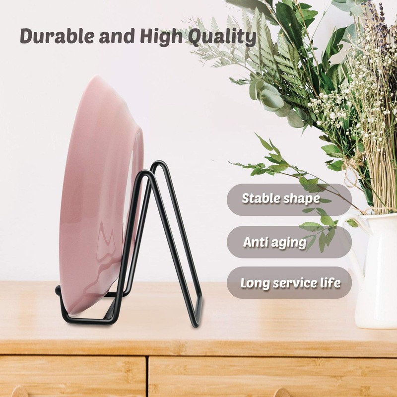 Mocoosy 4 Inch Plate Stands for Display - Black Iron