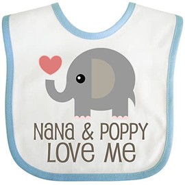inktastic Nana and Poppy Love Me Baby Bib White and Blue 3042d