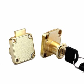 TOP-VIGOR 1Pc Security Cam Lock, 20mm Zinc Alloy Security Cabinet Lock Cylinder Drawer Cupboard Mailbox Lock with 2 Keys for Household Office, Keys Alike, Gold