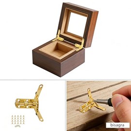 Garosa 20pcs Bisagras de Resorte 90° para Cajas Pequeñas de Joyería y Relojes, Bisagra de Ángulo con Tornillos, Ideal para Tapas y Puertas (Dorado)