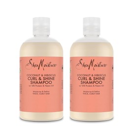 SheaMoisture Curl & Shine Shampoo for Thick, Curly Hair, Coconut & Hibiscus Free from Silicones and Sulphates - 2 x 384 ml