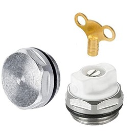 UKDeals Direct® Radiator Air Bleeder, Blank Cap Set Manual Radiator AIR Vent Bleed Plug Valve Kit 1/2" BSP Including Brass Radiator Bleed Key