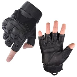J-HARK Airsoft Gloves Fingerless Half Finger Tactical Gloves Cycling Bike Gloves (Black, M)