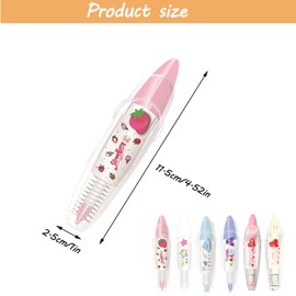 Yharnamite 6 Pcs Decorative Tape Pen, DIY Cute Press Type Decorative Pen, Creative Cartoon Pattern Decorative Correction Tape for Greeting Card, Handbook, School, Office, Home (A)