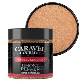 Ghost Chili Pepper Sea Salt - All-Natural Unrefined Sea Salt Infused With Extra Hot Ghost Pepper - No Gluten, No-MSG - One of the World's Hottest - Cooking or Finishing - 4 oz. Stackable Jar