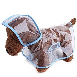ZoonPark® Pet Dog Raincoat Poncho,Dog Puppy Pet Lightweight Waterproof Teddy Transparent Plastic Poncho Raincoat for Small Or Medium Dogs (M, Blue)