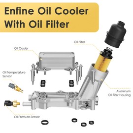 Boeeda Upgraded Aluminum 3.6L V6 Engine Oil Cooler Assembly with Oil Filter Housing and Sensor Compatible With Ram Dodge Jeep Chrysler and Routan 2011-2016 Replaces# 926-876 926-959