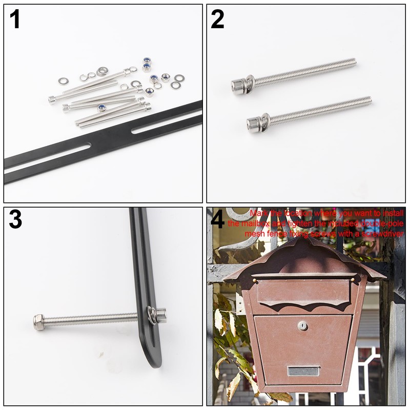 NewZC Mounting Set for Fence Post Box Black Letterbox Attachment