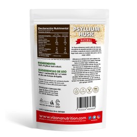 VIZANA NUTRITION | Psyllium Husk Natural 300g Sin Azucar, Cáscara de Psyllium, Origen: India