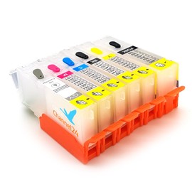 6 Empty Refillable Printer Cartridges Including Grey Compatible with PGI 550 CLI 551 for Canon IP8750 MG6350 MG7150 MG7550 PGI-550BK Small CISS (1) 1 Set