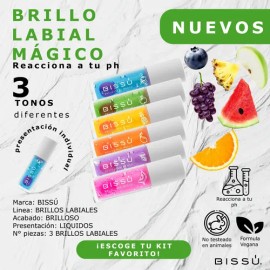 Brillo Labial Mágico Bissú Línea Labios - Set 3 Tonos                                                                                                 