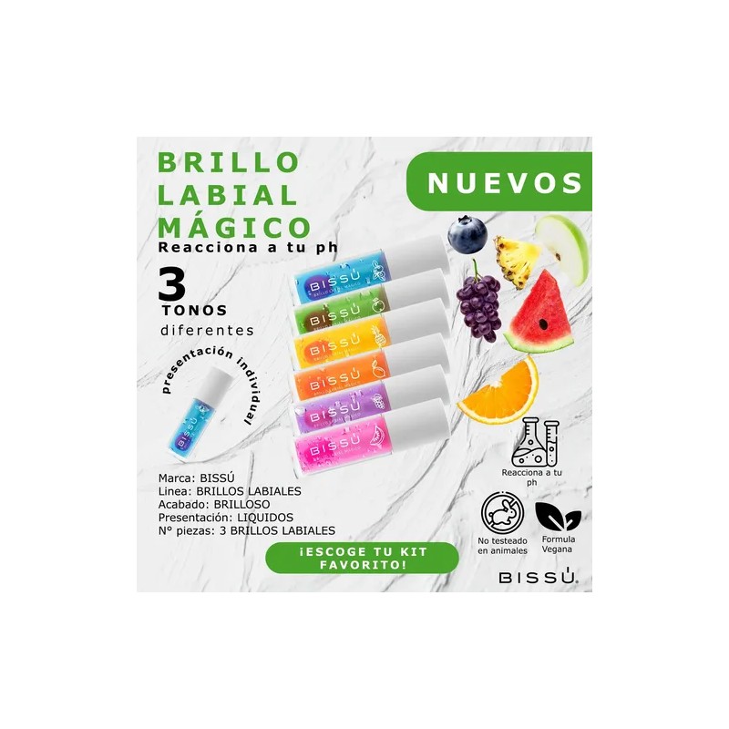 Brillo Labial Mágico Bissú Línea Labios - Set 3 Tonos