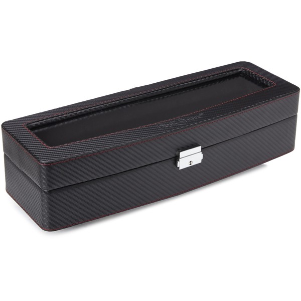 Diplomat 31-447 Carbon Fiber Six Watch Case with Black Suede