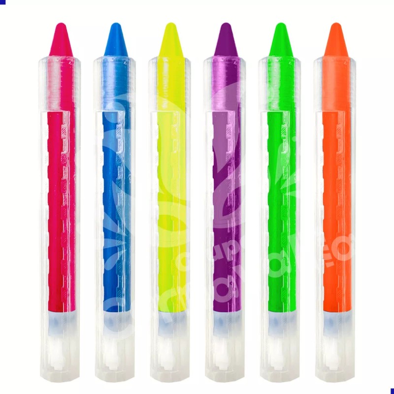 Grupo Carnavallia Kit 6 Crayones Neón Fluorescent Maquillaje Glow Luz