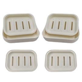 pson 4Pcs Double Layer Draining Soap Dish, Plastic Soap Holder for Bathroom, Kitchen, or Shower(Milky White)