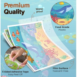 KIDDYKORNERZ KIDDYKORNERZ 40 Pack Waterproof Disposable Placemats for Baby, Place mats for Kids, Toddler - Kids Placemats for Dining Table Tyke, Restaurants, and Travel (Aquarium, Alphabet and Zoo Theme)