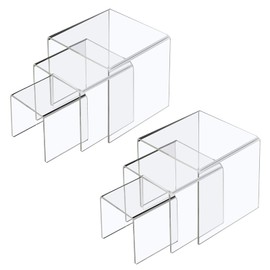 Boxalls Set of 2 Acrylic Display Risers, Clear Product Stands for Collections, Jewellery Display Riser Shelf Showcase for Cupcake Candy Dessert Table Decorations